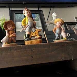 Whimsical Ceramic Figurine Trio - Multicolor